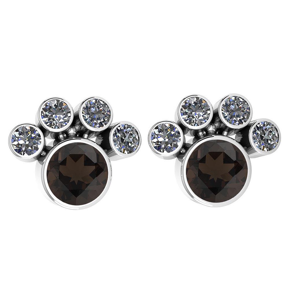 Certified 15.50 Ctw Smoky Quartz And Diamond SI2/I1 Ear: Certified 15.50 Ctw Smoky Quartz And Diamond SI2/I1 Earrings 14K White Gold Made In USA -- Center Stone Approx Weight ; 11.50 Ctw (2 Pcs Round) Center Stone Color :Smoky Quartz Center Stone Setting ; 