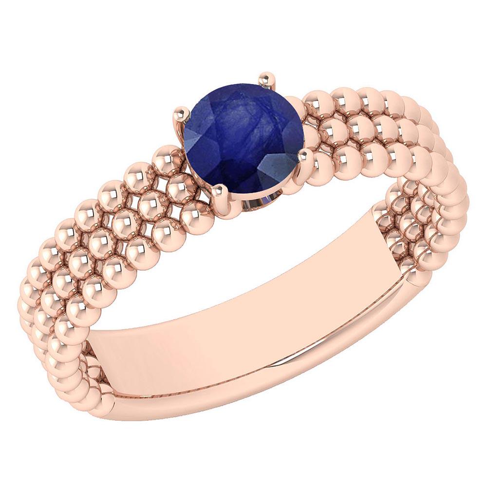 Certified 0.50 Ctw Blue Sapphire Solitaire 14K Rose Gol: Certified 0.50 Ctw Blue Sapphire Solitaire 14K Rose Gold Promises Ring Made In USA -- Center Stone Approx Weight ; 0.50 Ctw (1 Pcs Round) Center Stone Color: Blue Sapphire Center Stone Setting ; Prong