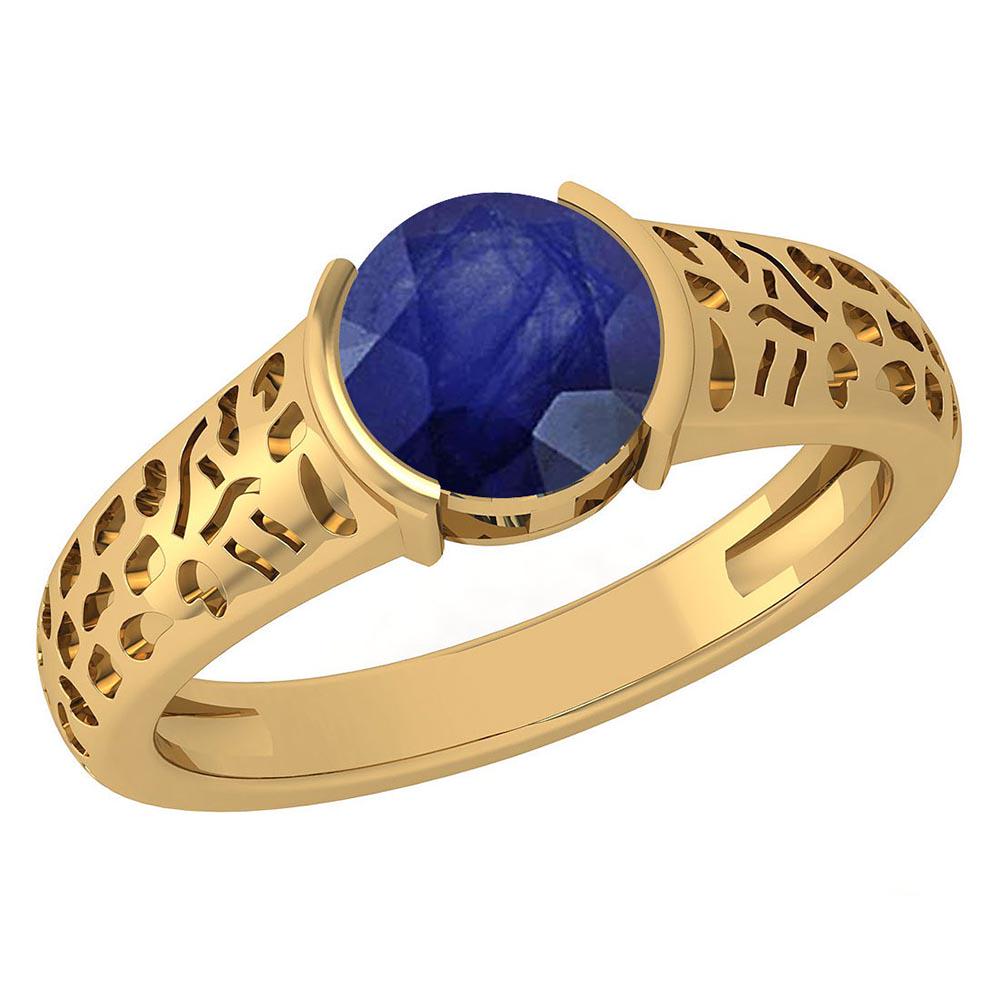 Certified 1.25 Ctw Blue Sapphire 14K Yellow Gold Solita: Certified 1.25 Ctw Blue Sapphire 14K Yellow Gold Solitaire Ring -- Color Stone Weight: 1.25 Ctw (1 Pcs Round) Center Stone Color: Blue Sapphire Center Stone Setting: Tension Metal Weight: Approx 2.90 