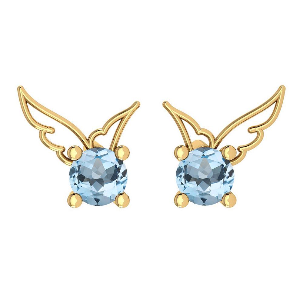 Certified 0.50 Ctw Blue Topaz Stud Earrings 14K Gold Ye: Certified 0.50 Ctw Blue Topaz Stud Earrings 14K Gold Yellow Gold Made In USA -- Center Stone Approx Weight ; 0.50 Ctw (2 Pcs Round) Center Stone Color: Blue Topaz Center Stone Setting ; Prong Metal We