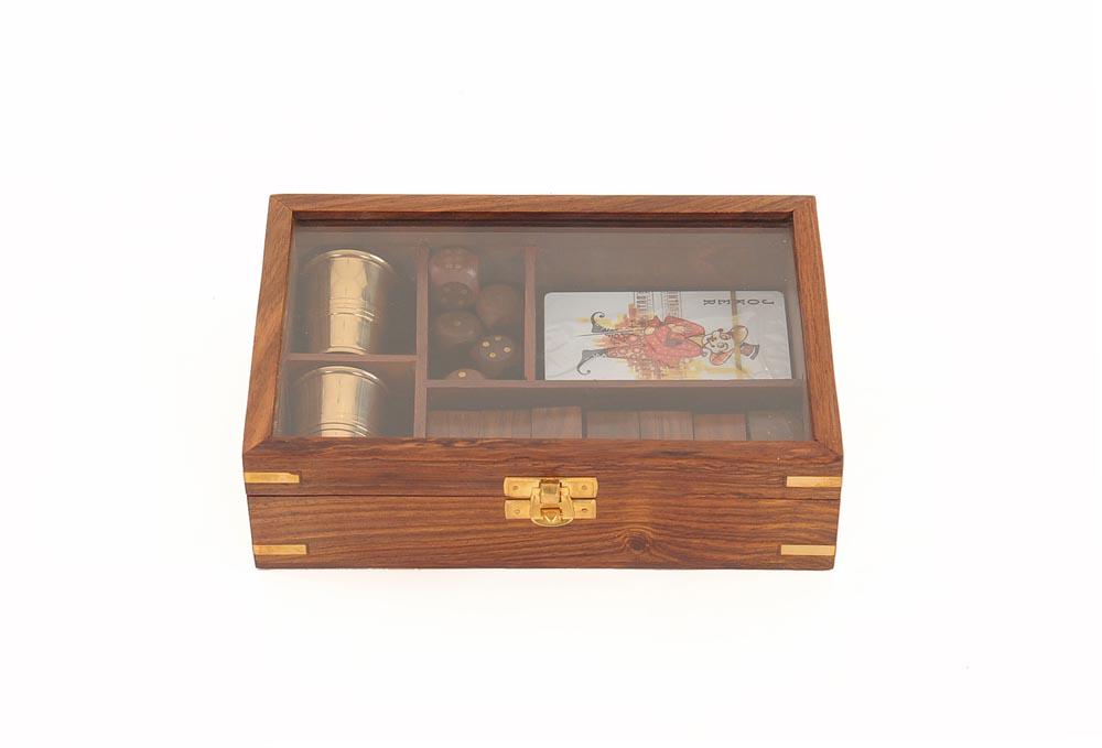 Wooden Game set with Brass Goblet: Wooden Game set with Brass Goblet -- Wooden Game set with Brass Goblet #21ST87775