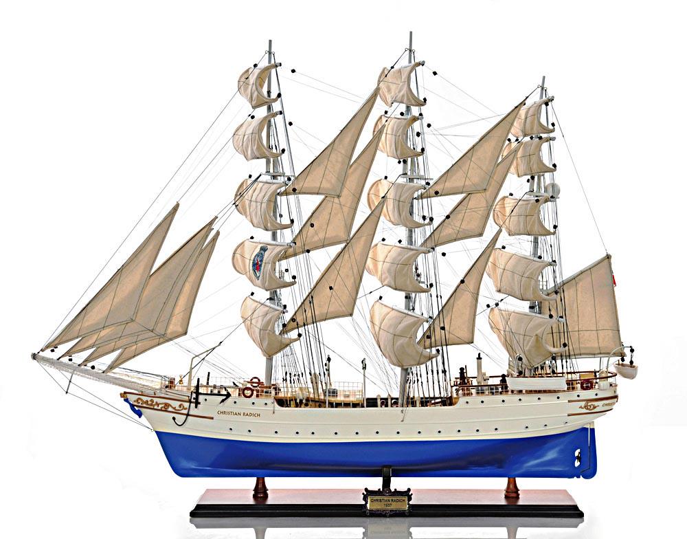 Christian Radich L80: Christian Radich L80 -- Display this FULLY ASSEMBLED Norwegian full rigged ship in your home or office!. The Christian Radich was built for training sailors for the Norwegian merchant navy, and did so
