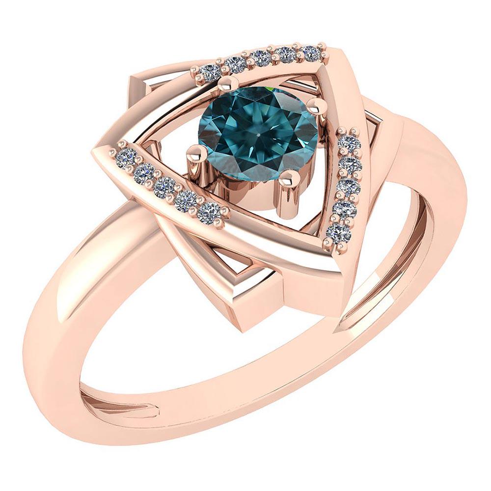 Certified 0.27 Ctw Treated Fancy Blue Diamond And White: Certified 0.27 Ctw Treated Fancy Blue Diamond And White Diamond Wedding/Engagement Style 14K Yellow Gold Halo Ring (SI2/I1) -- Center Stone Approx Weight 0.23 Ctw (1 Pcs Round) Center Stone Color: Tre
