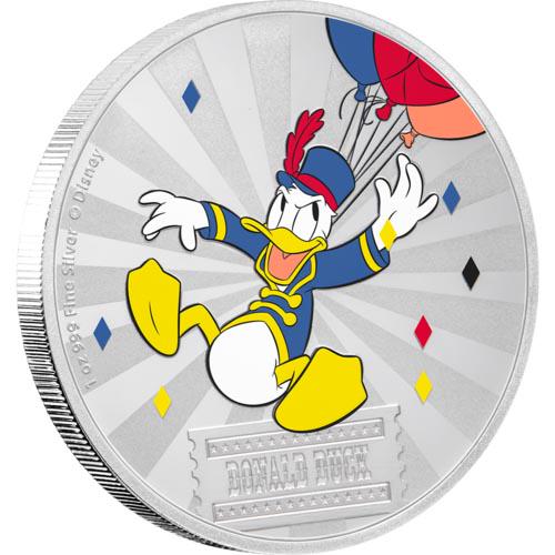 Mickey Mouse & Friends Carnival - Donald Duck 1oz Silve: Mickey Mouse & Friends Carnival - Donald Duck 1oz Silver Coin -- Mickey Mouse & Friends Carnival - Donald Duck 1oz Silver Coin #21ST43398