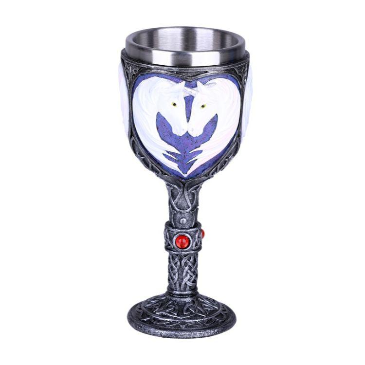 UNICORN PAIR GOBLET: UNICORN PAIR GOBLET -- Approx Dims: 3.25in. x 3.25in. x 7in.Material: Cold Cast ResinDescription: Hand Painted #21ST67418
