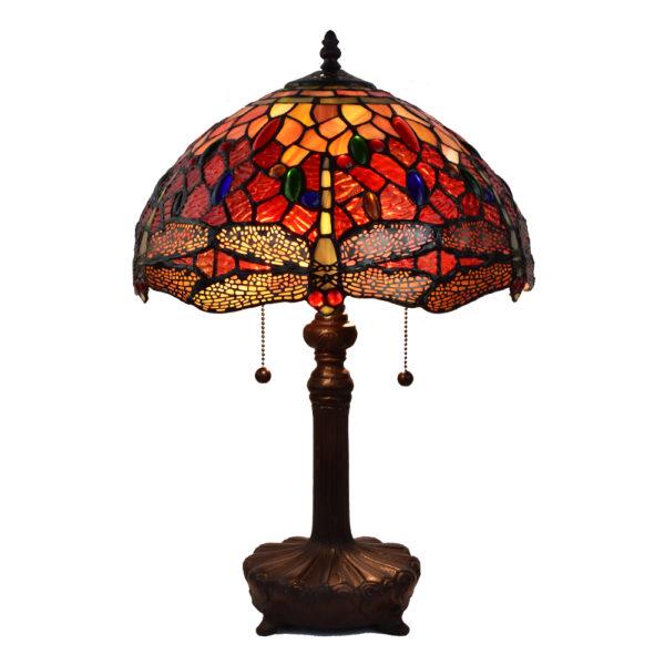 TIFFANY STYLE DRAGONFLY TABLE LAMP 2 LIGHT