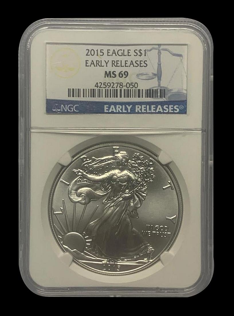 Certified Uncirculated Silver Eagle 2015 MS69 NGC EARLY