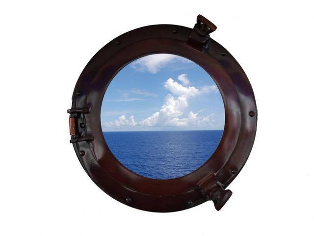 Antique Copper Decorative Ship Porthole Window 12in.