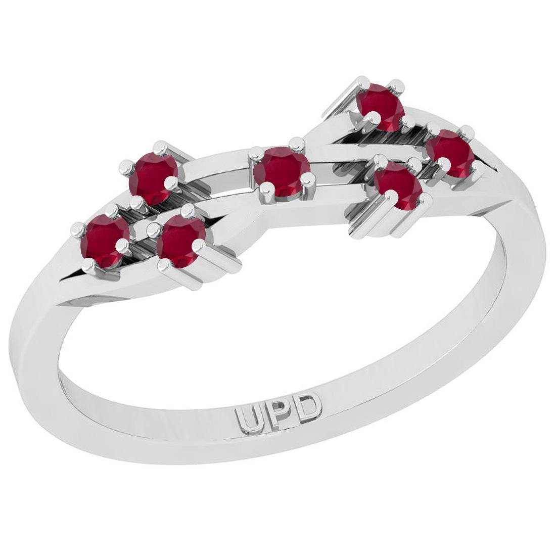 Certified 0.24 Ctw Ruby Style Prong Set 14K White Gold