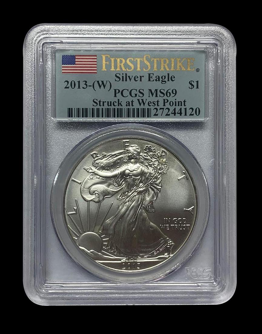 Certified Uncirculated Silver Eagle 2013-W MS69 PCGS Fi