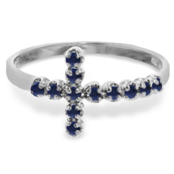 14K. SOLID GOLD CROSS RING WITH NATURAL SAPPHIRES: 14K. SOLID GOLD CROSS RING WITH NATURAL SAPPHIRES **|**|** Item Information - Metal: 14K Rose Gold - Item Weight: 1.40 gr. - Gemstones - - 12 ROUND shape, 1.50 mm, SAPPHIR = 0.30 ct #66690v1