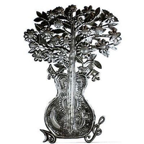 Guitar Bouquet Metal Art - Croix des Bouquets: Guitar Bouquet Metal Art - Croix des Bouquets **|**|** Hand-cut and embossed from steel drums by Haitian artisans #HMDGTRE #87441v2