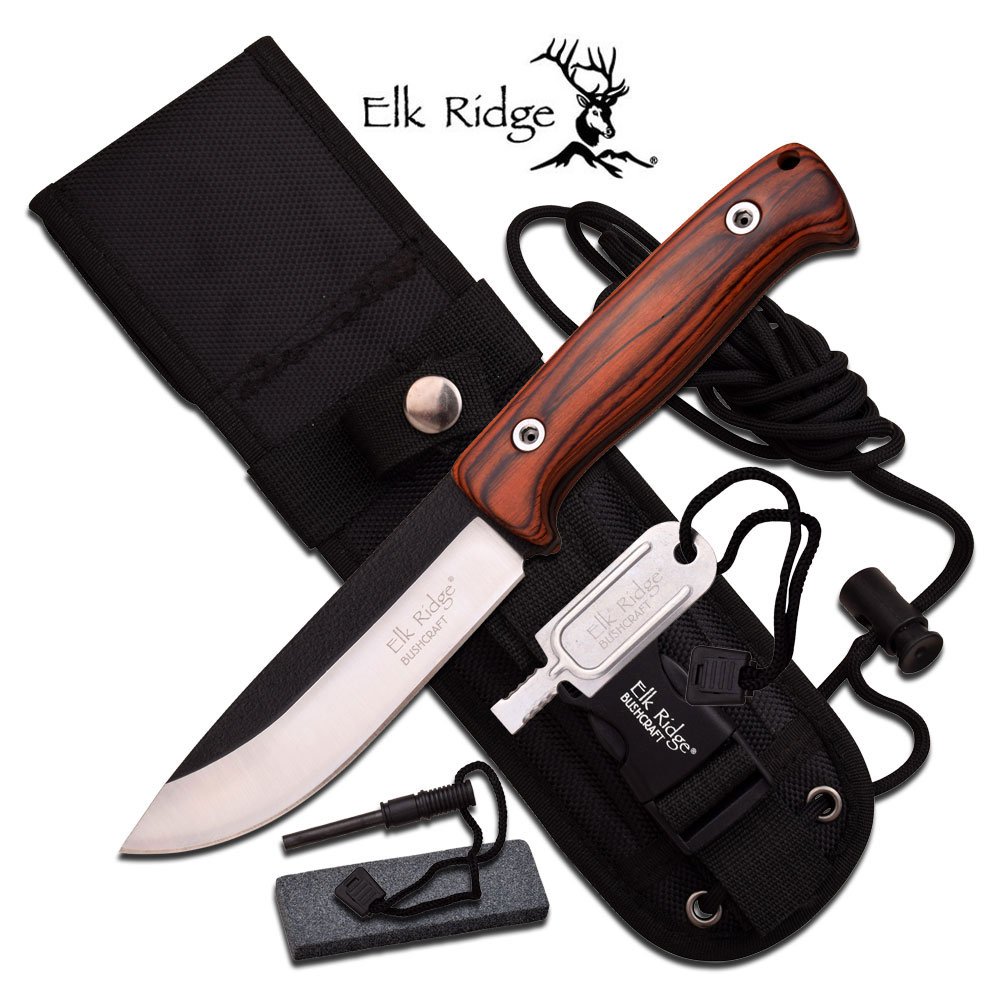 ELK RIDGE 10.5" FIXED BLADE KNIFE; COMES W/FIRE STARTED: ELK RIDGE 10.5" FIXED BLADE KNIFE; COMES W/FIRE STARTED **|**|** ELK RIDGE 10.5" FIXED BLADE KNIFE; COMES W/FIRE STARTED BLADE SHARPENER AND SHEATH #75458v2