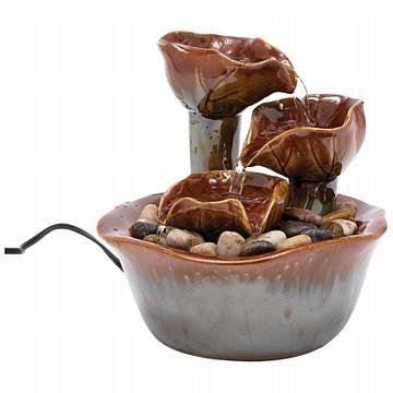 Wyndham House 3-Level Ceramic Fountain: Wyndham House 3-Level Ceramic Fountain **|**|** UL certified pump and decorative rocks. Measures 8" tall, 8" in diameter #75722v2