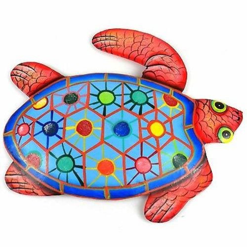Hand Painted Metal Turtle Tropical Design - Caribbean C: Hand Painted Metal Turtle Tropical Design - Caribbean C **|**|** Hand-cut from steel drums by Haitian artisans #MDE99799-535021 #87215v2