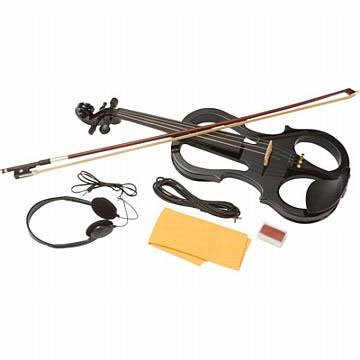 Maxam Full Size Electric Violin with Case and Bow: Maxam Full Size Electric Violin with Case and Bow **|**|** Features walnut body with glossy black finish; ebony fingerboard; maple scroll; and chin rest. Hard-sided carrying case features a zippered o