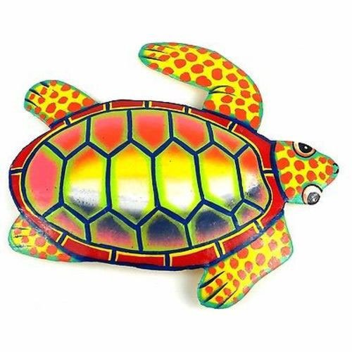 Hand Painted Metal Turtle Sunset Design - Caribbean Cra: Hand Painted Metal Turtle Sunset Design - Caribbean Cra **|**|** Hand-cut from steel drums by Haitian artisans #MDE99799-535022 #87216v2