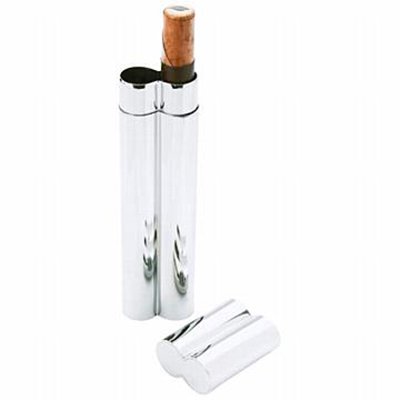 Maxam Dual Stainless Steel Cigar Holder: Maxam Dual Stainless Steel Cigar Holder **|**|** Features mirror finish and 2 tubes to hold your cigars of choice. Measures 1-3/4" x 8-3/8" x 7/8". Limited lifetime warranty. #49544v2