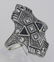 Art Deco Style Filigree Ring w/ Sapphires / 3 Diamonds