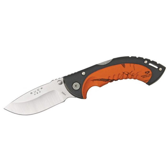 BUCK KNIVES Folding Omni Hunter, 10 PT, Mossy Oak Blaze: BUCK KNIVES Folding Omni Hunter, 10 PT, Mossy Oak Blaze **|**|** Compact, heavy-duty, ergonomic design. This folding hunting knife was crafted with superb ergonomic styling and workman durability. The