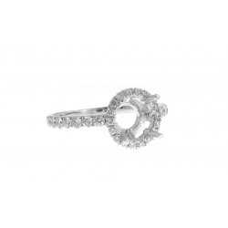 14KT WHITE GOLD DIAMOND SEMI-MOUNT ENGAGEMENT RING WITH: 14KT WHITE GOLD DIAMOND SEMI-MOUNT ENGAGEMENT RING WITH **|**|** 14KT WHITE GOLD DIAMOND SEMI-MOUNT ENGAGEMENT RING WITH HALO CENTER 0.52 CTW G/SI1 #44144v3 ***REPLACEMENT VALUE: $6070 ***