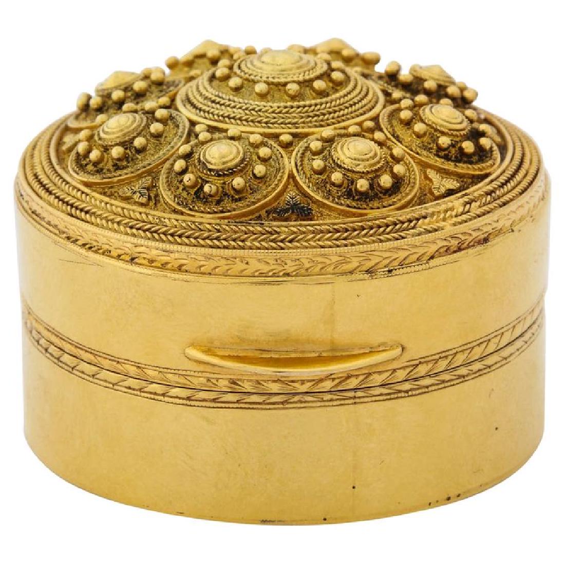 An Italian 14K Gold Round Box Bomboniere, in the (1 of 10)