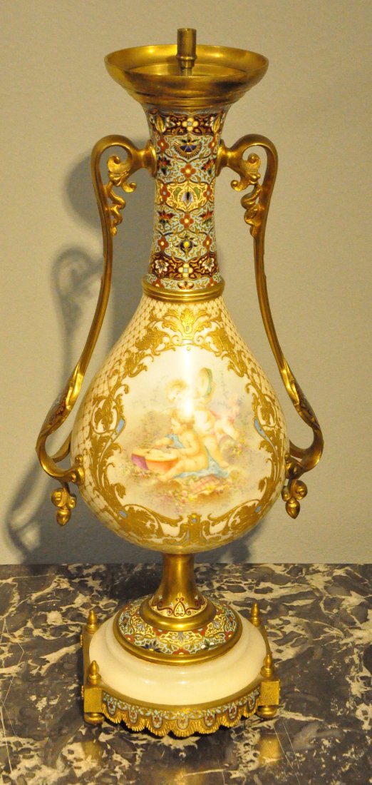 Ormolu Bronze Mounted Sevres Porcelain Champleve Vase (1 of 7)