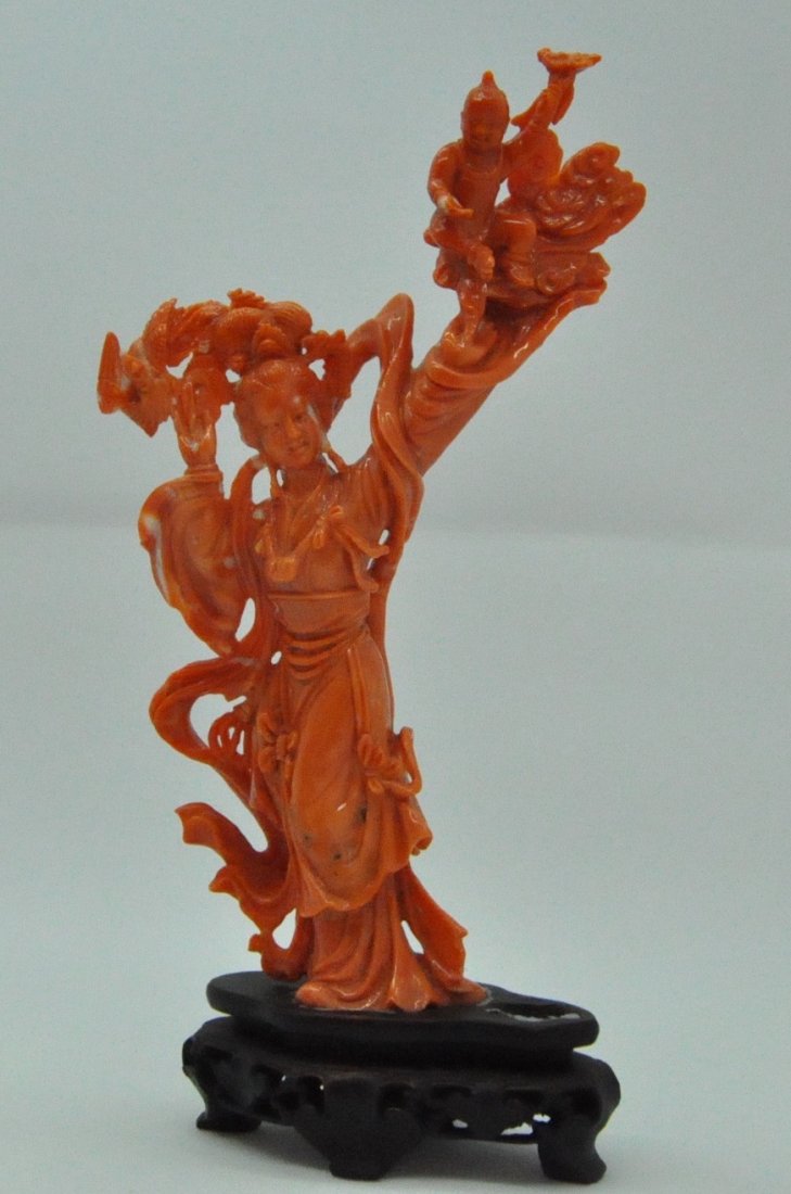 Chinese Carved Coral Figurine (1 of 6)