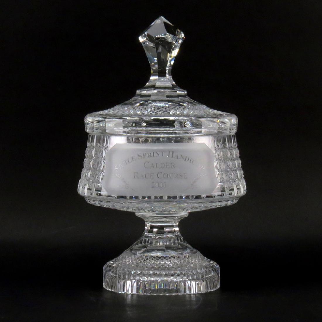 Large Cut Glass Covered Pedestal Bowl. Trophy (1 of 5)