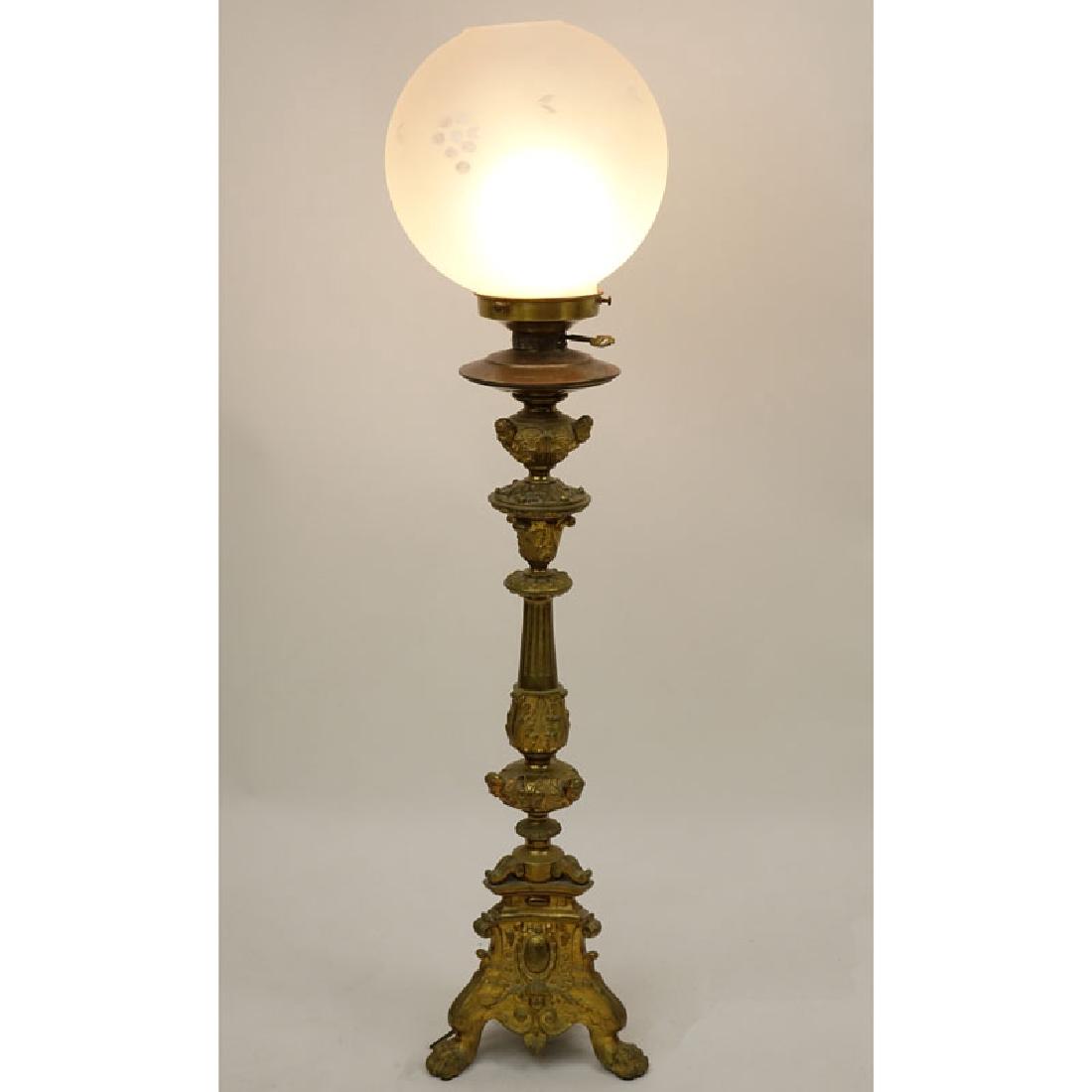 19th Century Gilt Bronze Pricket Stick Mounted as Lamp (1 of 8)