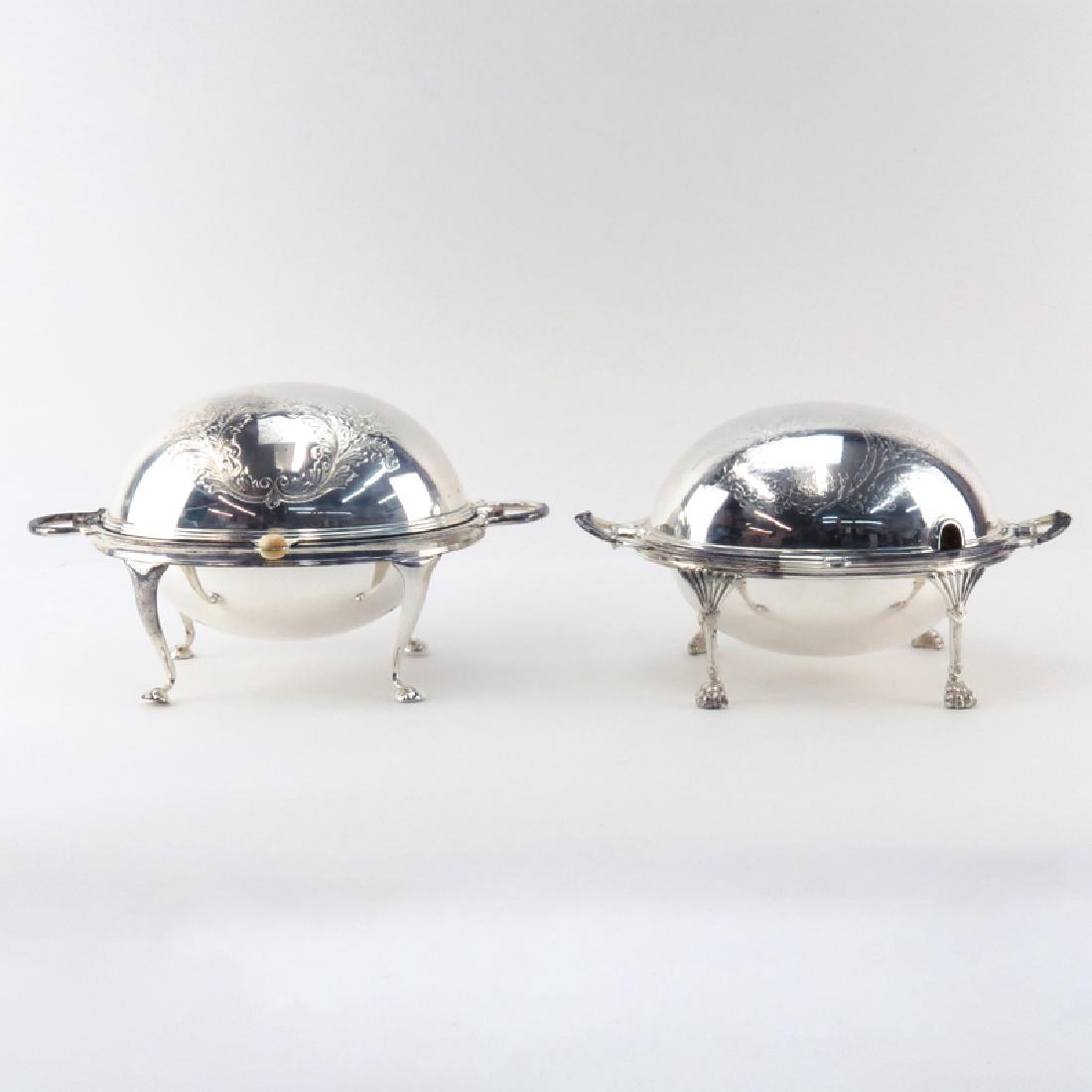 Two Sheffield Silver Plate Domed Roll Top Servers. (1 of 5)