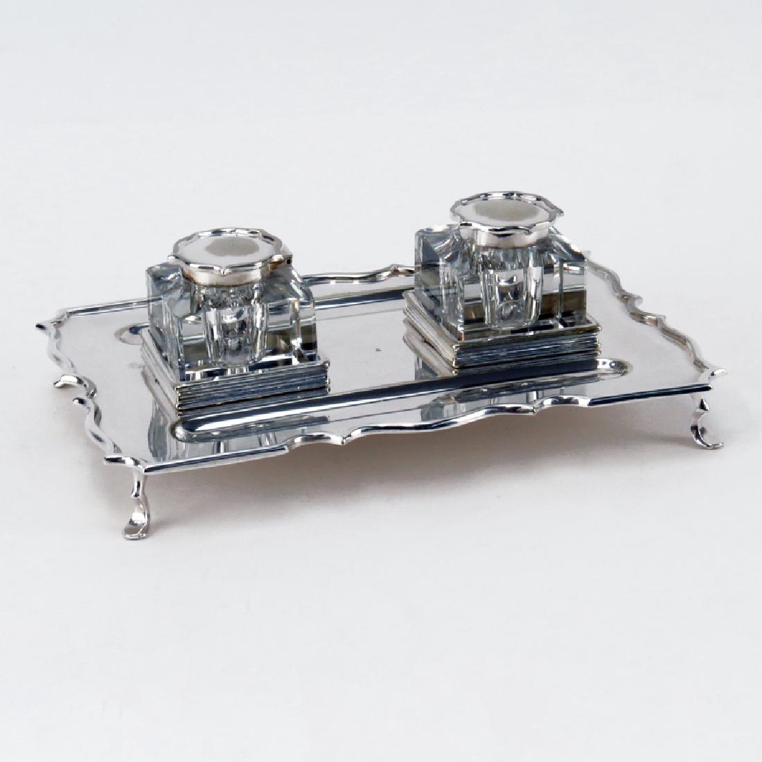 Antique Barker Brothers English Silver Plate Inkwell. (1 of 4)