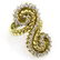 Retro 18 Kt Yellow Gold & Round Cut Diamond Spiral Ring