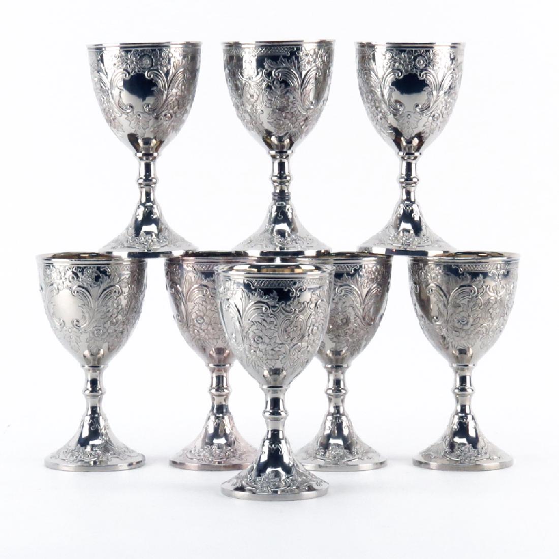 Set of Eight (8) Chased Silver Plate Goblets With Gilt (1 of 7)