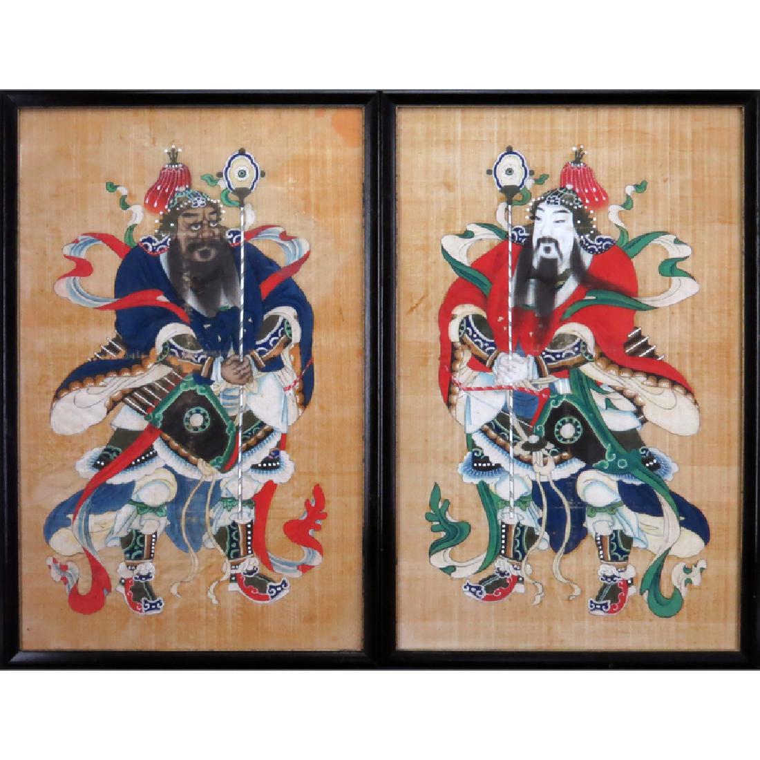 Pair of Chinese Silk Paintings of Court Figures. Some (1 of 4)