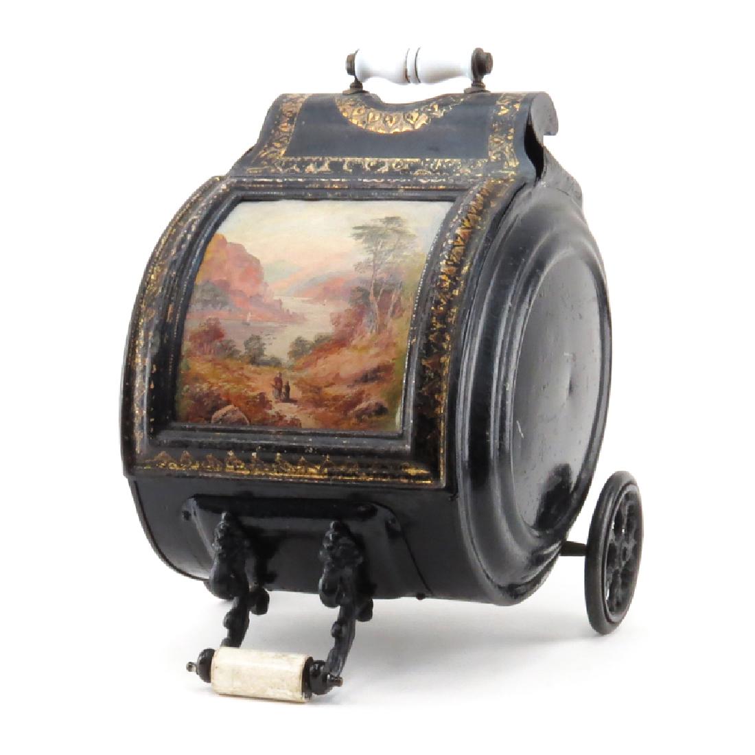 Antique Painted Tinware Coal Scuttle. Unsigned. Wear (1 of 5)