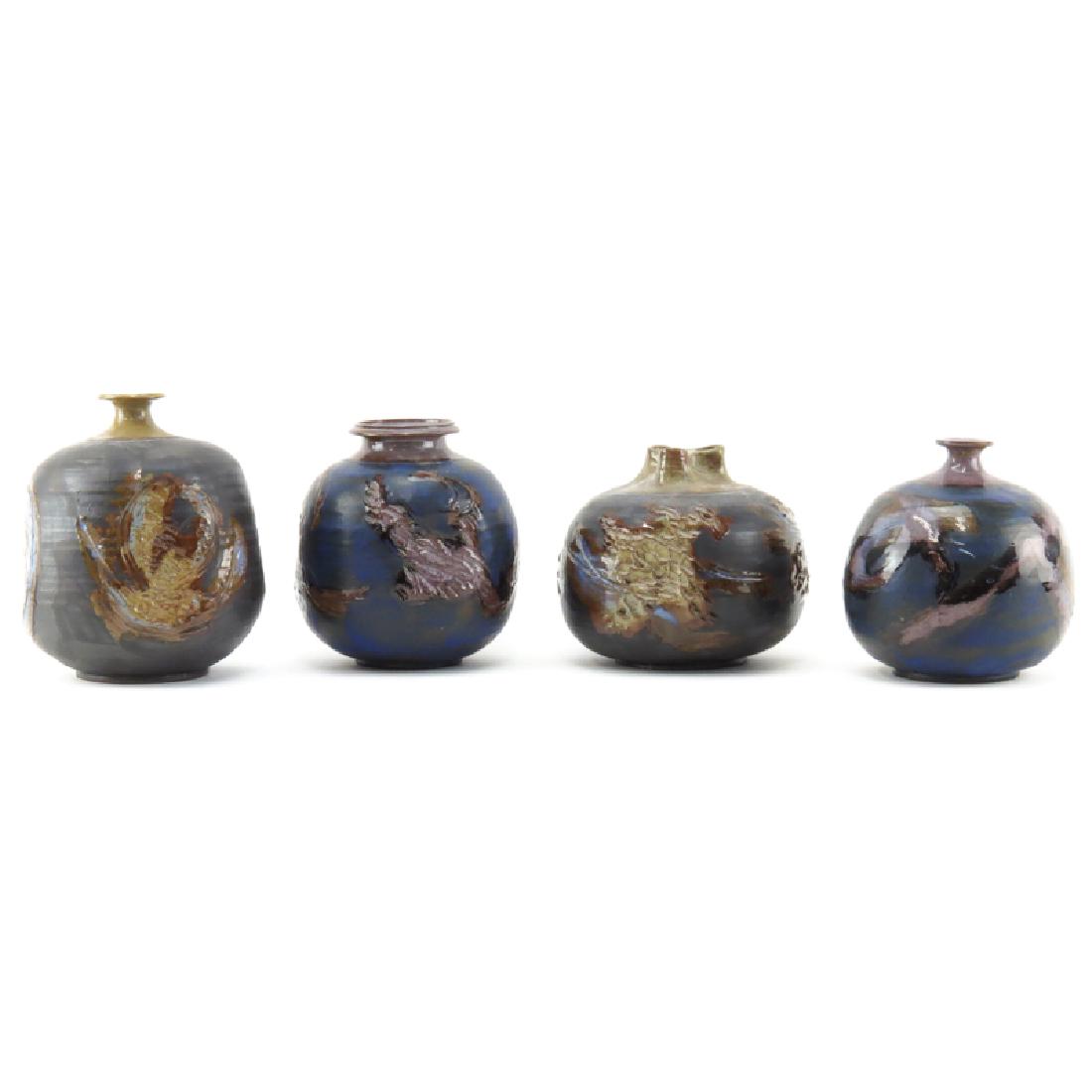 Grouping of Four (4) Terrin Levitt Ceramic Vases. (1 of 4)