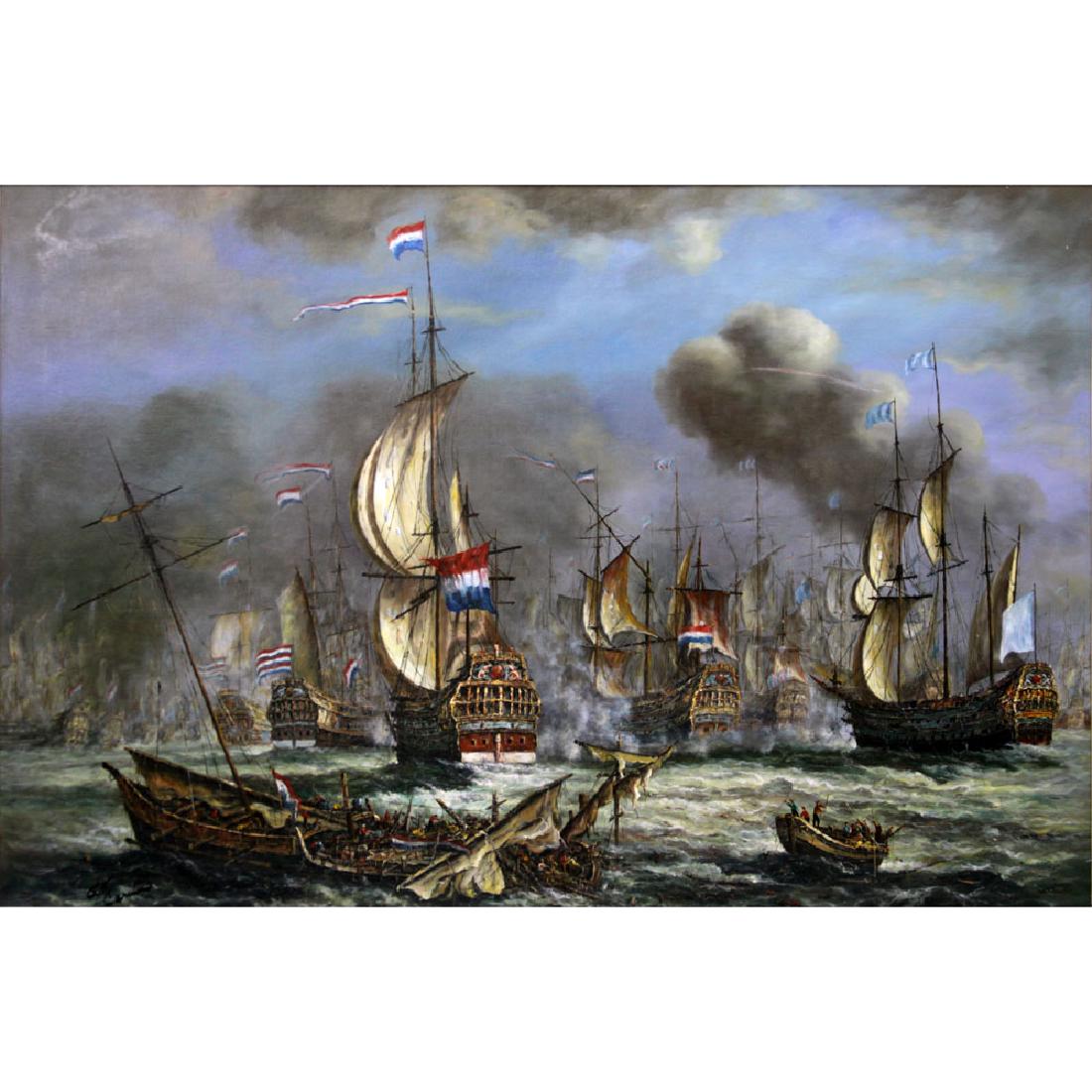 Palace Size Oil on Board, 1652-1674 Anglo-Dutch Wars (1 of 4)