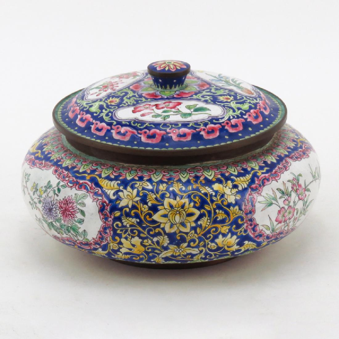 Antique Chinese Canton Enamel Covered Box. Flower (1 of 4)