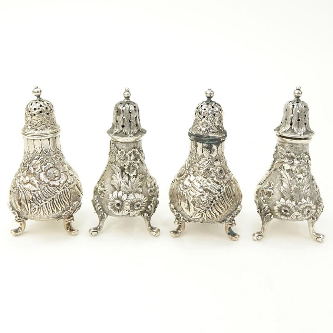 Two (2) Pairs of Sterling Silver Repousse Salt and (1 of 4)