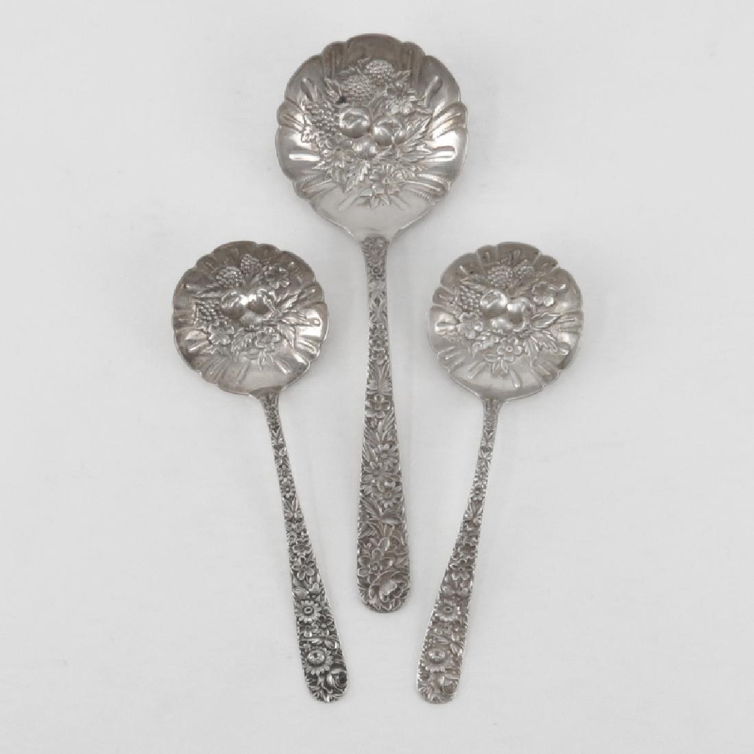 S. Kirk & Son Sterling Silver Repousse Berry Spoons. (1 of 3)