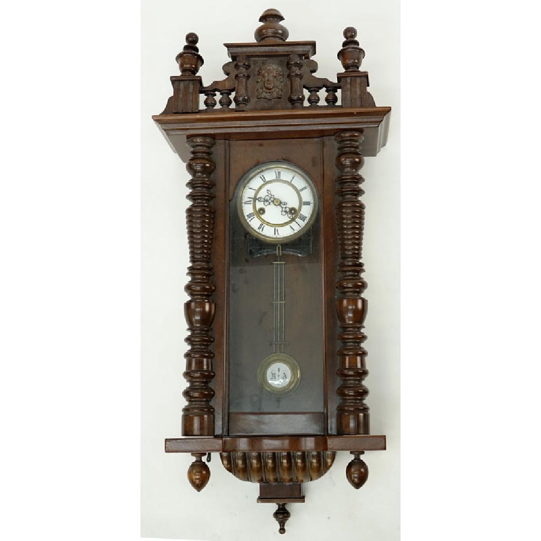 Early 20th Century Vienna Carved Wood Regulator Clock. (1 of 7)