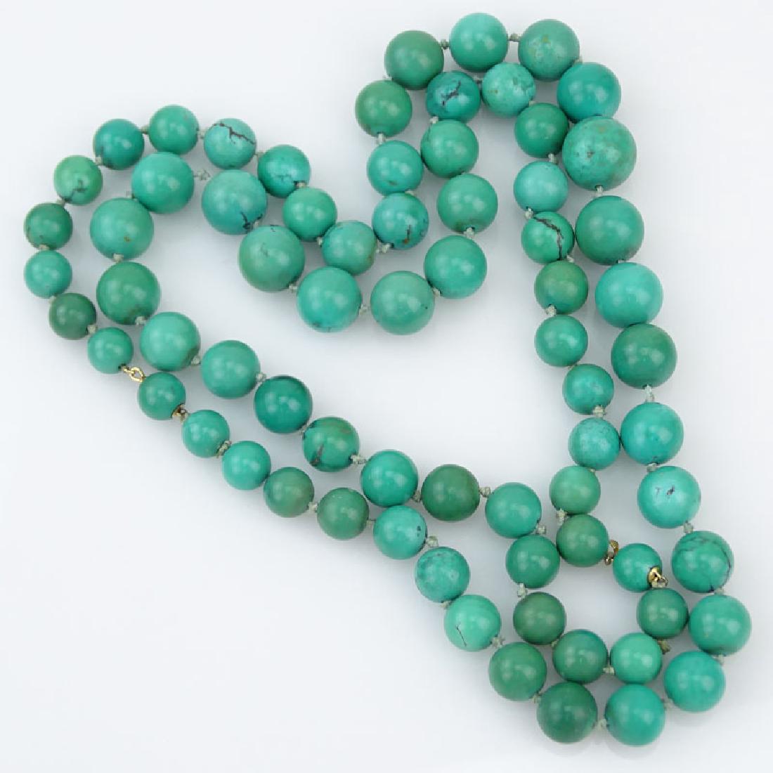 Two (2) Vintage Graduated Turquoise Bead Necklace with (1 of 2)