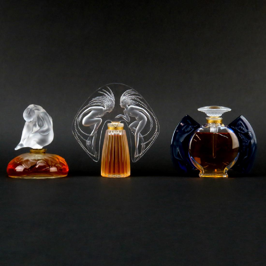 Three (3) Lalique Crystal Perfume Bottles. Includes (1 of 4)