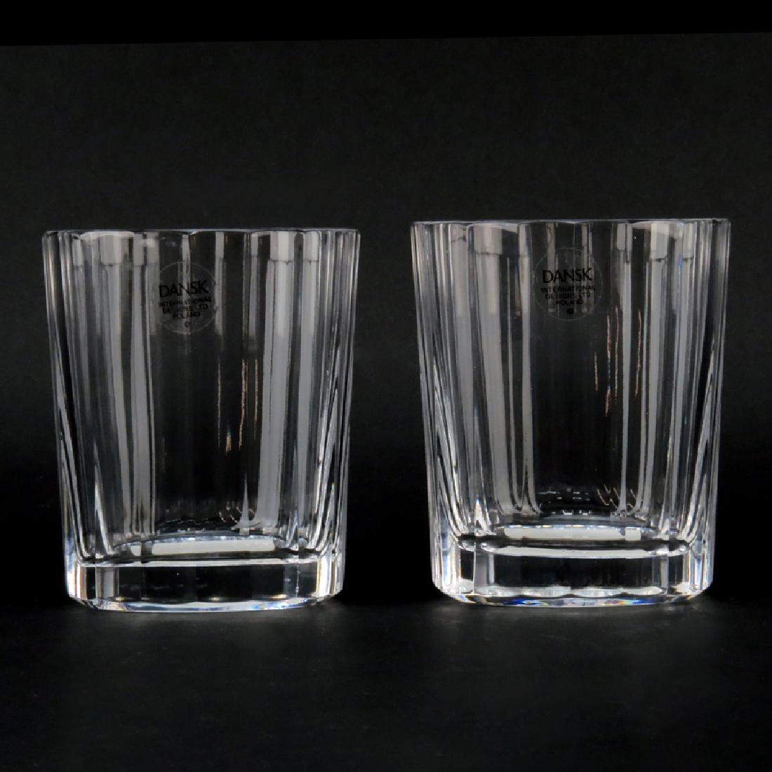 Eleven (11) Dansk Faceted Round Old Fashioned Glass: Eleven (11) Dansk Faceted Round Old Fashioned Glass Tumblers. Stamped and includes original sticker label to front and underside. Good condition. Measures 4" H. Shipping $45.00 (estimate $50-$100)