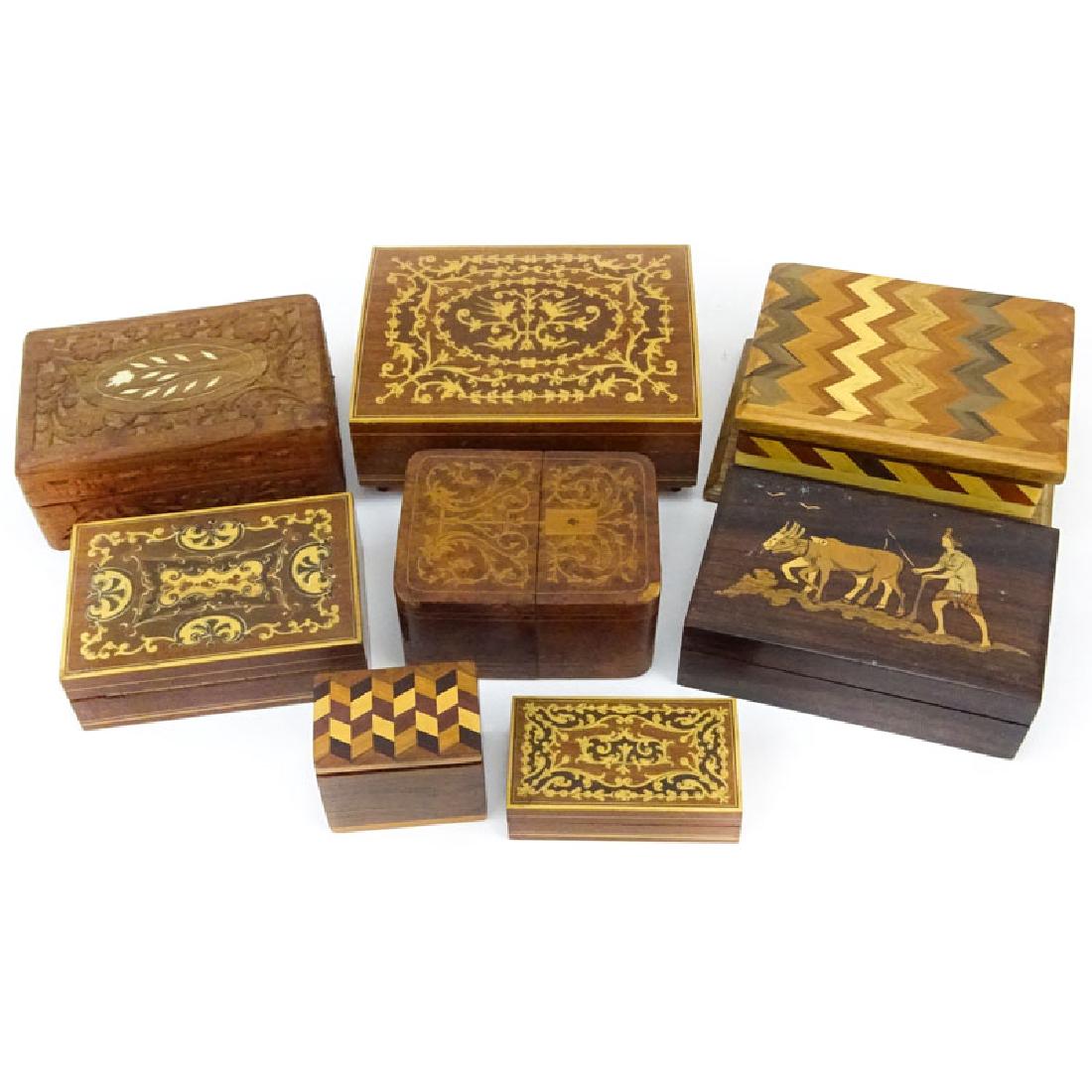 Grouping of Eight (8) Vintage Inlaid Wooden Boxes. (1 of 10)