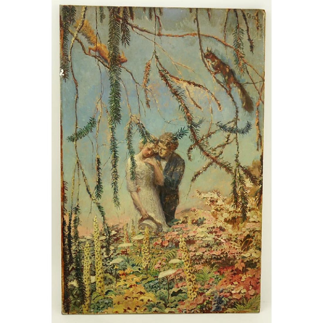 20th Century Oil On Board "Romantic Couple Amidst The (1 of 6)