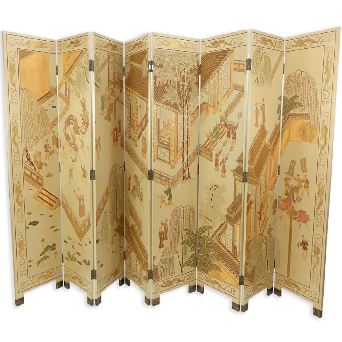 Maitland-Smith Asian Hand Painted Wood 8 Panel Screen. (1 of 12)