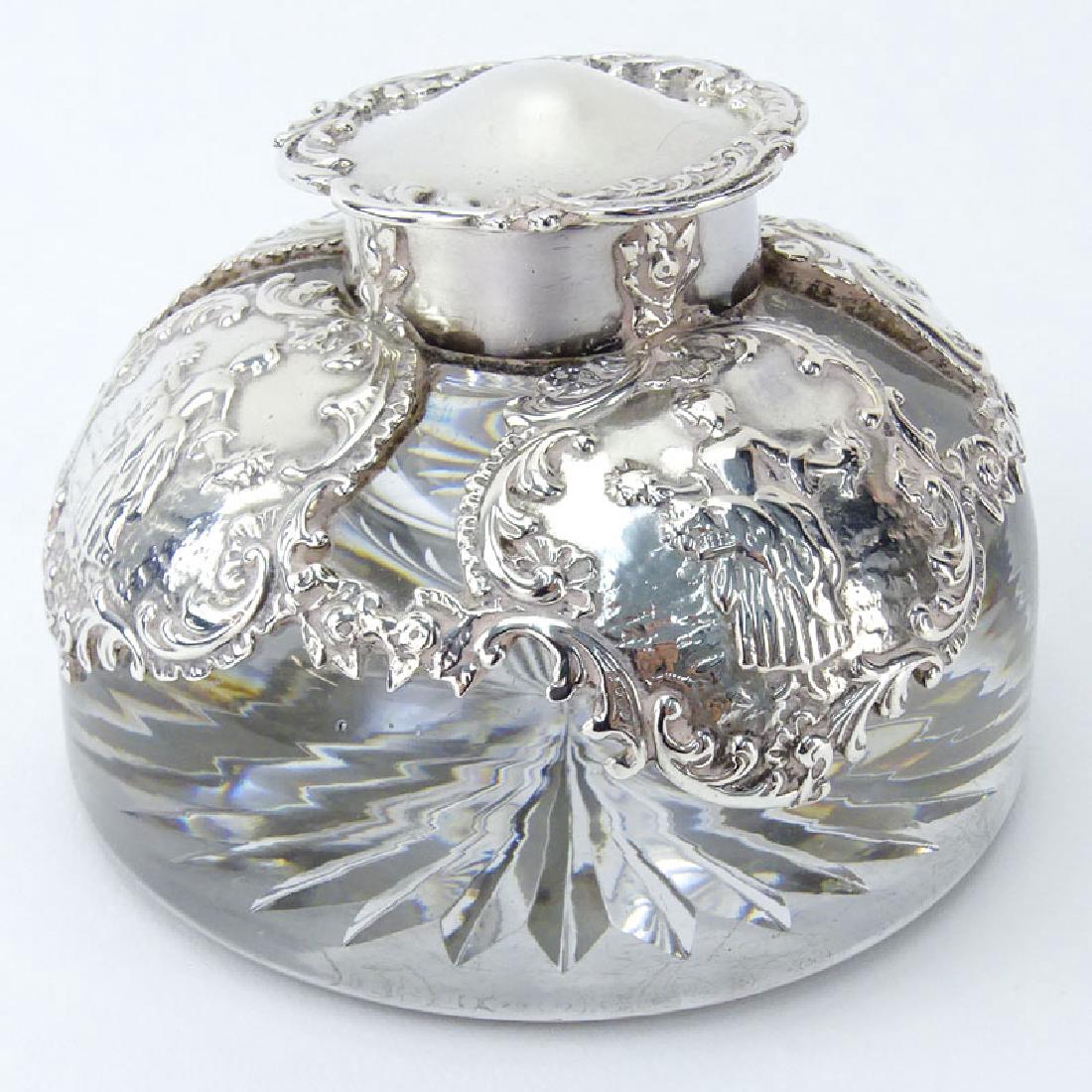 Early 20th Century English Silver And Glass Inkwell. (1 of 8)