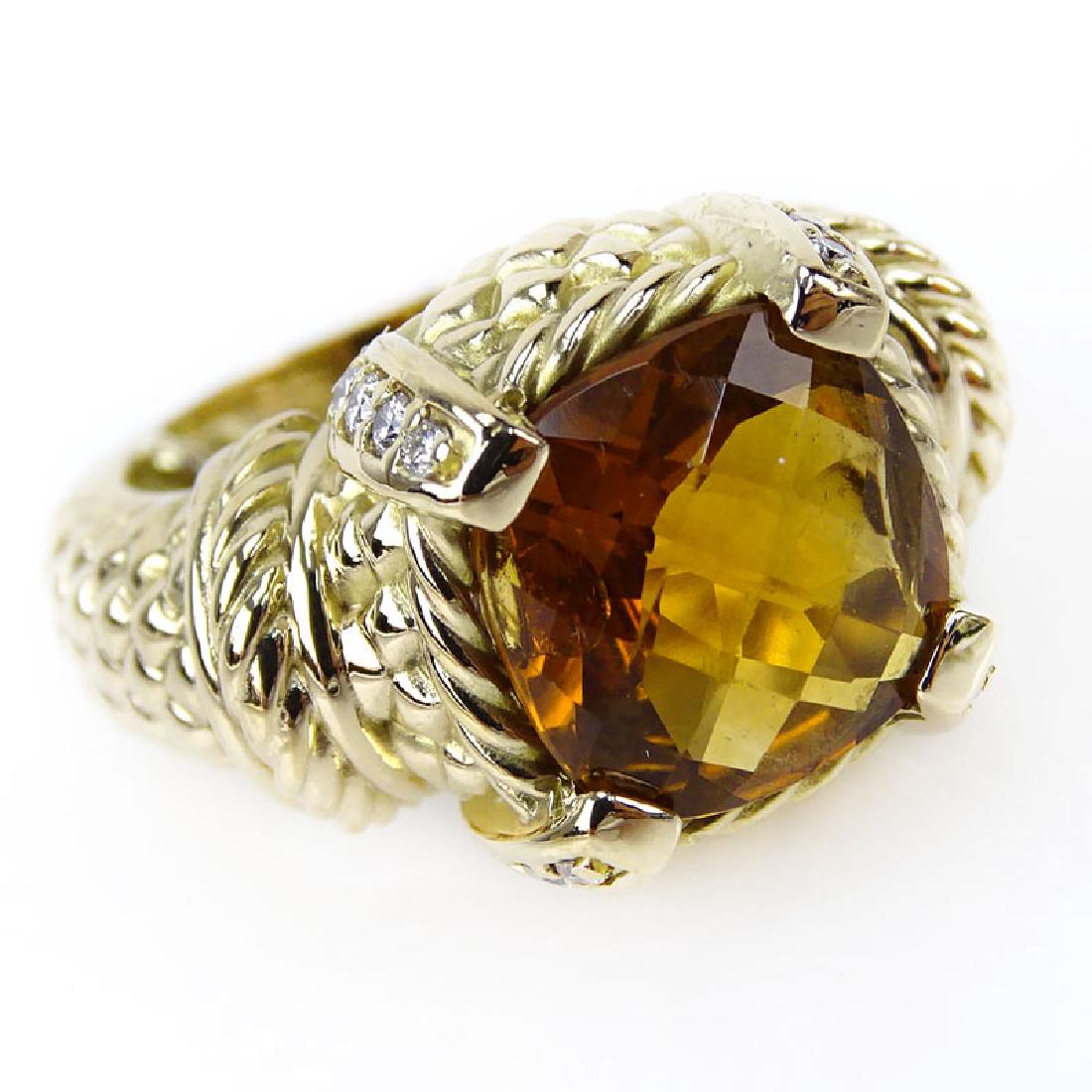 Vintage Criss Cross Cushion Cut Citrine, Diamond and 14 (1 of 3)